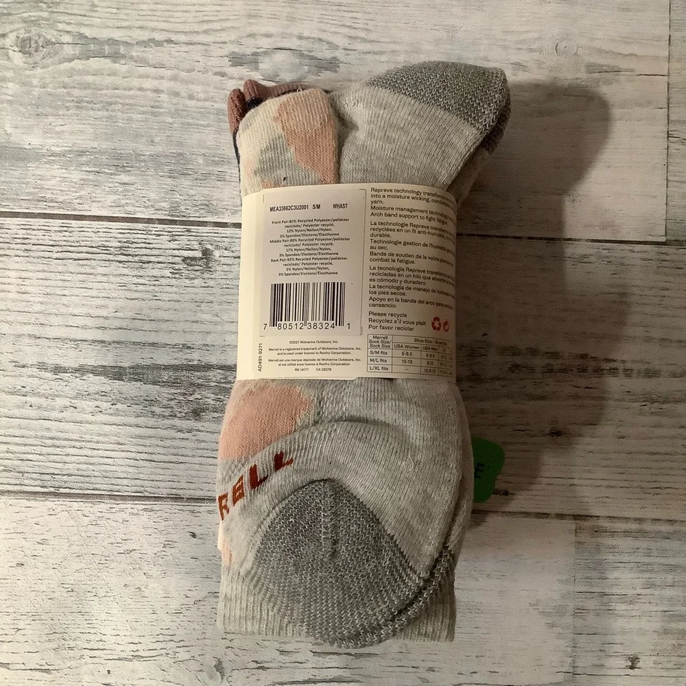 Merrell 3 Pk REPREVE Recycled Everyday Socks Crew (For Men and W…